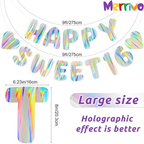 لافتة عيد ميلاد سعيد قزحية الألوان، زينة عيد ميلاد ثلاثية الأبعاد مثبتة مسبقًا بطول 9 أقدام، لافتة حفلات نابضة بالحياة مع أورورا، تأثيرات قوس قزح in Kuwait