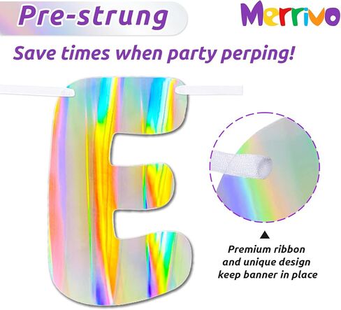 لافتة عيد ميلاد سعيد قزحية الألوان، زينة عيد ميلاد ثلاثية الأبعاد مثبتة مسبقًا بطول 9 أقدام، لافتة حفلات نابضة بالحياة مع أورورا، تأثيرات قوس قزح in Kuwait