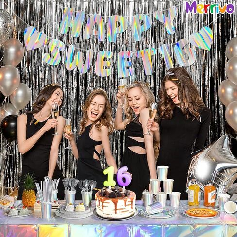 لافتة عيد ميلاد سعيد قزحية الألوان، زينة عيد ميلاد ثلاثية الأبعاد مثبتة مسبقًا بطول 9 أقدام، لافتة حفلات نابضة بالحياة مع أورورا، تأثيرات قوس قزح in Kuwait