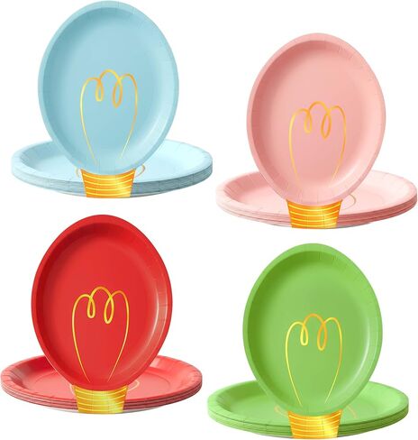 مجموعة أواني طعام مكونة من 75 قطعة من أطباق عيد الميلاد للاستعمال مرة واحدة، أطباق ومناديل ورقية شديدة التحمل لعيد الميلاد مع شوك بلاستيكية، لوازم الحفلات تخدم 25 شخصًا، مجموعة أواني طعام بتصميم لمبة إضاءة لقضاء العطلات في المنزل وحفلات عيد الميلاد in Kuwait