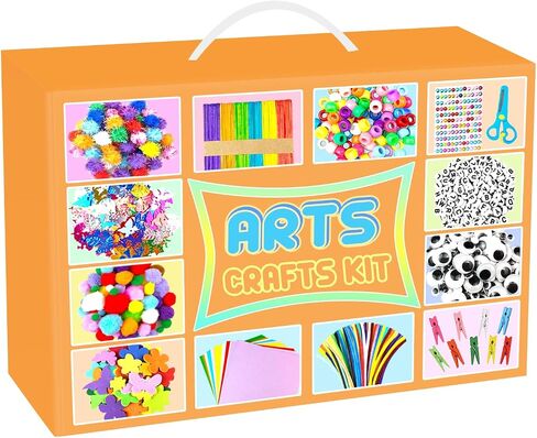 2000 PCS Arts and Crafts Supplies for Kids All-in-1 Craft Kit with Pipe Cleaners Craft Box Set DIY Crafting Supply School Supplies Toys Gifts for Girls Boys Ages 4-6, 6-8, 8-12, Orange in Saudi Arabia