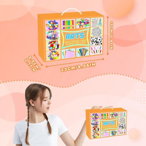 2000 PCS Arts and Crafts Supplies for Kids All-in-1 Craft Kit with Pipe Cleaners Craft Box Set DIY Crafting Supply School Supplies Toys Gifts for Girls Boys Ages 4-6, 6-8, 8-12, Orange in Saudi Arabia