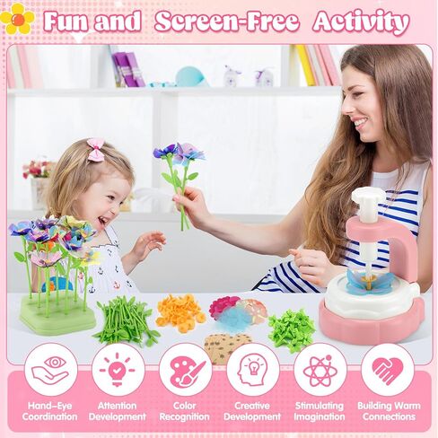 hunfur diy النسيج زهرة باقة الحرفية عدة للفتيات الذين تتراوح أعمارهم بين 3-5 4-8، وبناء لعبة صنع الزهور الخاصة بك، والفنون والحرف اليدوية للأطفال 3 4 5 6 7 8 سنوات هدية عيد ميلاد، النشاط التعليمي ما قبل المدرسة in Kuwait