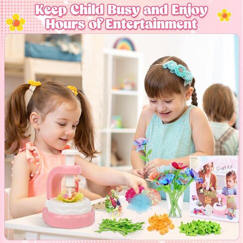 hunfur diy النسيج زهرة باقة الحرفية عدة للفتيات الذين تتراوح أعمارهم بين 3-5 4-8، وبناء لعبة صنع الزهور الخاصة بك، والفنون والحرف اليدوية للأطفال 3 4 5 6 7 8 سنوات هدية عيد ميلاد، النشاط التعليمي ما قبل المدرسة in Kuwait