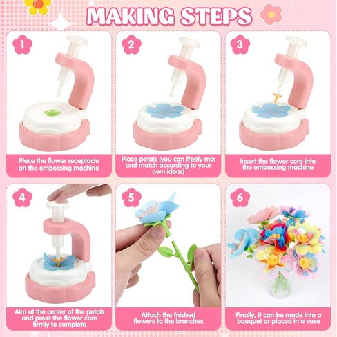 hunfur diy النسيج زهرة باقة الحرفية عدة للفتيات الذين تتراوح أعمارهم بين 3-5 4-8، وبناء لعبة صنع الزهور الخاصة بك، والفنون والحرف اليدوية للأطفال 3 4 5 6 7 8 سنوات هدية عيد ميلاد، النشاط التعليمي ما قبل المدرسة in Kuwait