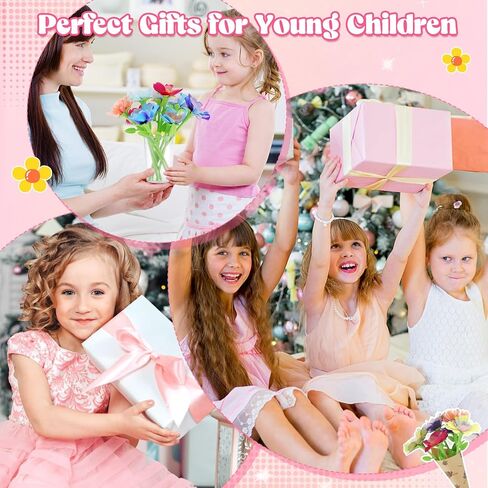 hunfur diy النسيج زهرة باقة الحرفية عدة للفتيات الذين تتراوح أعمارهم بين 3-5 4-8، وبناء لعبة صنع الزهور الخاصة بك، والفنون والحرف اليدوية للأطفال 3 4 5 6 7 8 سنوات هدية عيد ميلاد، النشاط التعليمي ما قبل المدرسة in Kuwait