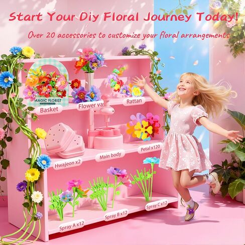 Unitour DIY باقة الزهور الحرفية، الفنون والحرف اليدوية لعبة سوق الزهور للأطفال، هدية عيد ميلاد لفتاة تبلغ من العمر 4 5 6 7 8 9 10 سنوات (أطقم حرفية الزهور) in Saudi Arabia