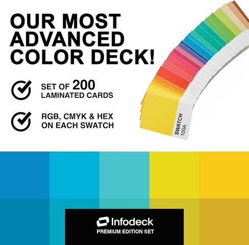 Color Cards Deck – 200 Essential Color Cube Cards for Artists & Designers │ Color Palette Swatch Reference Set for Art, Design, Branding, and UI │ Glossy Laminated │ Infodeck in Saudi Arabia