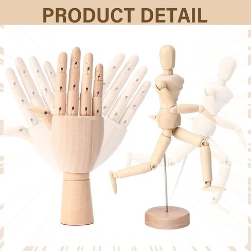 Cinnvoice 6 Pack Artist Wooden Mannequin 4.5'' 5.5'' 8'' 12''Artist Wooden Mannequin Figure Human People Dolls Manikin Supplies 7'' Art Drawing Hand Model for Drawing Painting Sketching Home Decor in Saudi Arabia