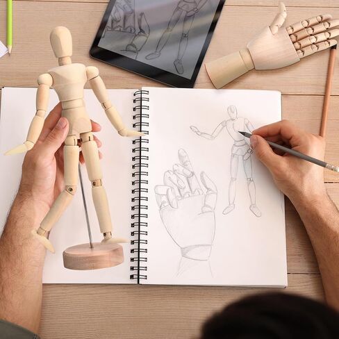 Cinnvoice 6 Pack Artist Wooden Mannequin 4.5'' 5.5'' 8'' 12''Artist Wooden Mannequin Figure Human People Dolls Manikin Supplies 7'' Art Drawing Hand Model for Drawing Painting Sketching Home Decor in Saudi Arabia