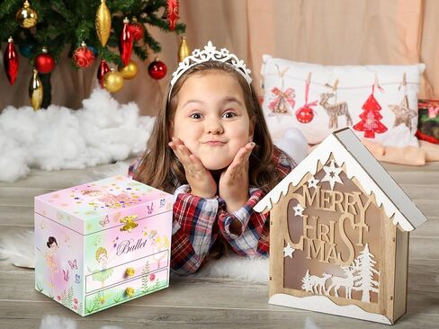 A&A Music Jewelry Box for Girls with Big Drawer Paired with Ballet Girl Theme Rotating Playback the Tune for Swan Lake Pink in Saudi Arabia