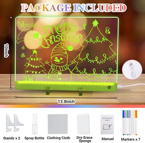 لوحة ملاحظات LED بألوان، لوح رسم LED قابل لإعادة الشحن مقاس 13.8 بوصة × 10 بوصة، 5 أوضاع و7 ألوان، لوحات رسم مضيئة in Kuwait