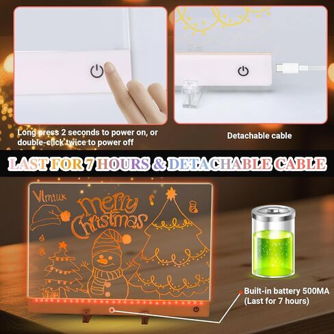 لوحة ملاحظات LED بألوان، لوح رسم LED قابل لإعادة الشحن مقاس 13.8 بوصة × 10 بوصة، 5 أوضاع و7 ألوان، لوحات رسم مضيئة in Kuwait