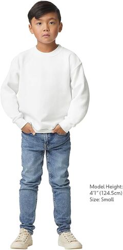 Gildan Unisex Child Fleece Crewneck Sweatshirt, Style G18000B, White in Saudi Arabia