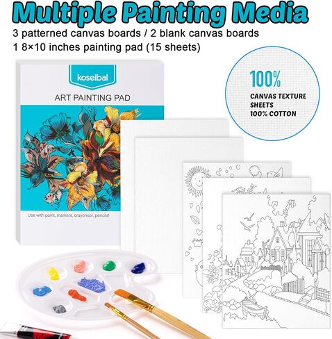 koseibal Acrylic Paint Set for Kids & Adults, Art Supplies Kit with Canvas in Saudi Arabia