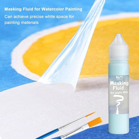 Masking Fluid for Watercolor Painting, 30ml Watercolor Masking Fluid with 2 Brushes & Eraser, Fine Arts & Crafts Supplies for Ink, Watercolor, Gouache Painting in Saudi Arabia