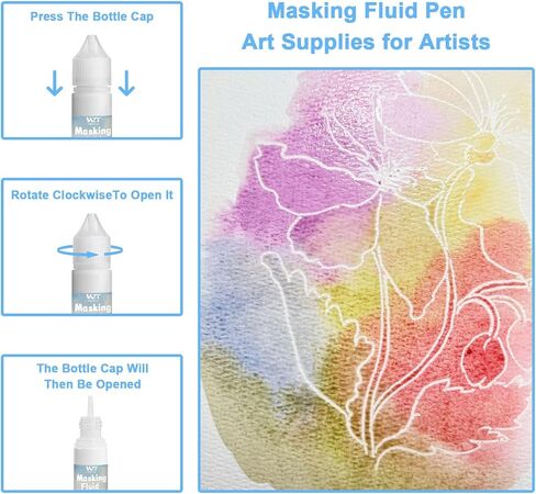 سائل إخفاء الألوان المائية، سائل إخفاء الألوان المائية 30 مل مع فرشتين وممحاة، لوازم الفنون الجميلة والحرف اليدوية للحبر والألوان المائية وطلاء الغواش in Kuwait