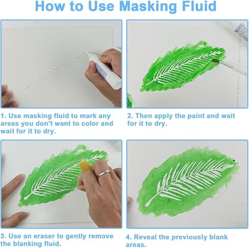 سائل إخفاء الألوان المائية، سائل إخفاء الألوان المائية 30 مل مع فرشتين وممحاة، لوازم الفنون الجميلة والحرف اليدوية للحبر والألوان المائية وطلاء الغواش in Kuwait