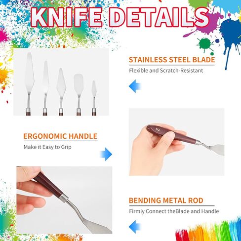 5pcs Palette Knife,Stainless Steel Spatula Palette Knife set, Pallet Knife,Painting Knives,Oil Painting Accessories for Oil, Canvas, Acrylic Painting By EGYPAMID in Saudi Arabia
