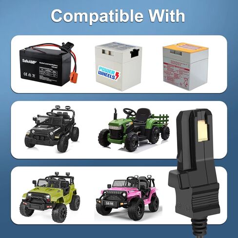 12V Battery Charger with 6.6Ft Cable for All Power Wheels 12 Volt Ride-on Toys for Fisher-Price Gray and Orange Top in Kuwait