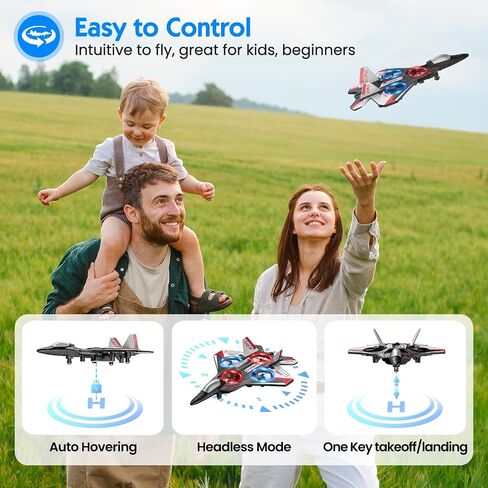 طائرة RC، طائرة رغوية للتحكم عن بعد، طائرة بدون طيار للأطفال، طائرة RC للأولاد والبنات، طائرة هليكوبتر نفاثة مقاتلة مع أضواء LED، تثبيت الارتفاع، دوران 360 درجة، لعبة طيران لضبط السرعة in Kuwait