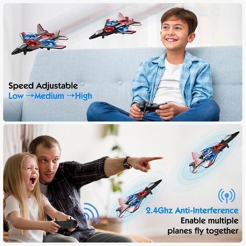 طائرة RC، طائرة رغوية للتحكم عن بعد، طائرة بدون طيار للأطفال، طائرة RC للأولاد والبنات، طائرة هليكوبتر نفاثة مقاتلة مع أضواء LED، تثبيت الارتفاع، دوران 360 درجة، لعبة طيران لضبط السرعة in Kuwait