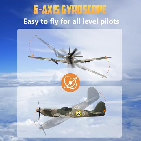 HAWK'S WORK 3 قنوات RC طائرة Spitfire Fighter، جهاز التحكم عن بعد Warbird جاهز للطيران، 2.4 جيجا هرتز 6 محاور مثبت جيروسكوبي، سهل الطيران للأطفال والمبتدئين in Kuwait