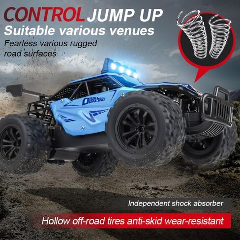Remote Control Car Monster Truck Toys 1:16 Scale RC Car For Boys 2.4GHz High Speed 20 km/h With LED Headlights,Rechargeable RC Cars Gifts for Boys 4-7 8-12 Christmas, Beginner, Kids 6-12+(Orange) in Saudi Arabia