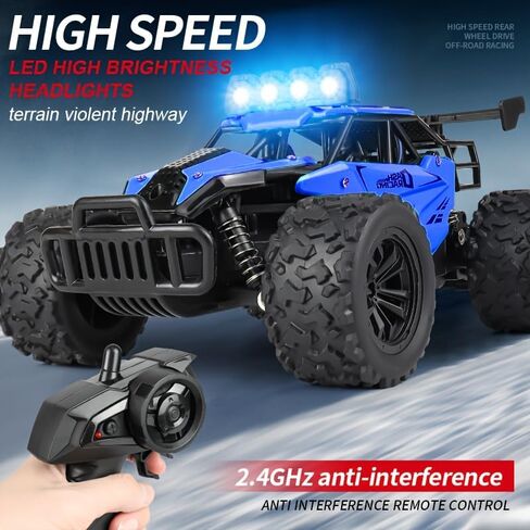 Remote Control Car Monster Truck Toys 1:16 Scale RC Car For Boys 2.4GHz High Speed 20 km/h With LED Headlights,Rechargeable RC Cars Gifts for Boys 4-7 8-12 Christmas, Beginner, Kids 6-12+(Orange) in Saudi Arabia