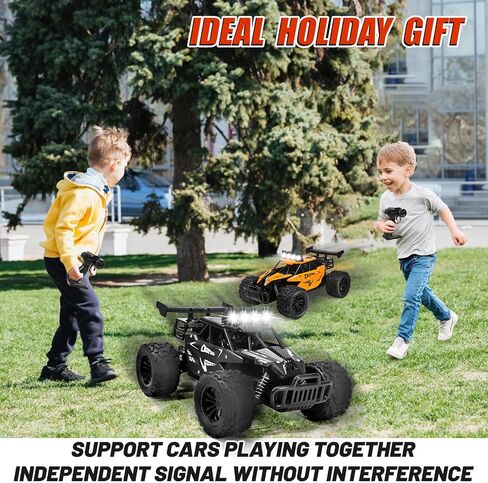 Remote Control Car Monster Truck Toys 1:16 Scale RC Car For Boys 2.4GHz High Speed 20 km/h With LED Headlights,Rechargeable RC Cars Gifts for Boys 4-7 8-12 Christmas, Beginner, Kids 6-12+(Orange) in Saudi Arabia