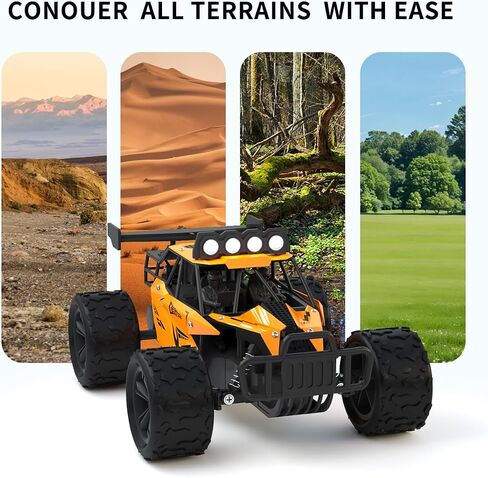Remote Control Car Monster Truck Toys 1:16 Scale RC Car For Boys 2.4GHz High Speed 20 km/h With LED Headlights,Rechargeable RC Cars Gifts for Boys 4-7 8-12 Christmas, Beginner, Kids 6-12+(Orange) in Saudi Arabia