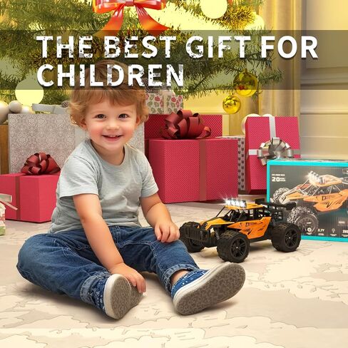 Remote Control Car Monster Truck Toys 1:16 Scale RC Car For Boys 2.4GHz High Speed 20 km/h With LED Headlights,Rechargeable RC Cars Gifts for Boys 4-7 8-12 Christmas, Beginner, Kids 6-12+(Orange) in Saudi Arabia
