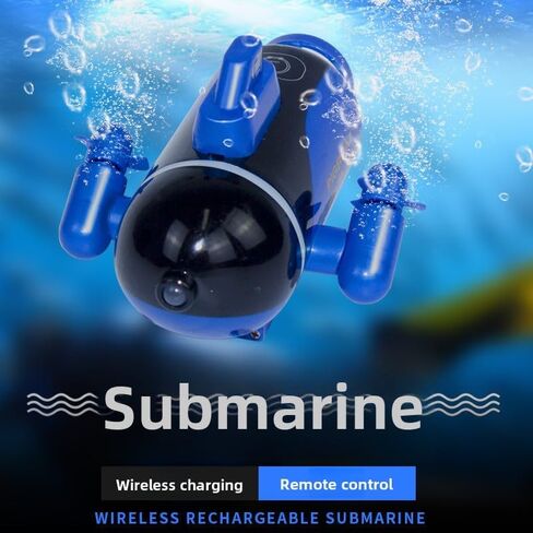 لعبة غواصة بجهاز تحكم عن بعد، غواصة عسكرية RC مع ضوء LED، كابل شحن USB، 7.9 × 5.1 × 5 بوصات (أزرق) in Kuwait