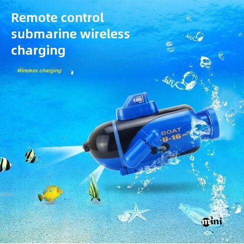 لعبة غواصة بجهاز تحكم عن بعد، غواصة عسكرية RC مع ضوء LED، كابل شحن USB، 7.9 × 5.1 × 5 بوصات (أزرق) in Kuwait