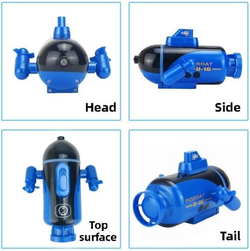 لعبة غواصة بجهاز تحكم عن بعد، غواصة عسكرية RC مع ضوء LED، كابل شحن USB، 7.9 × 5.1 × 5 بوصات (أزرق) in Kuwait