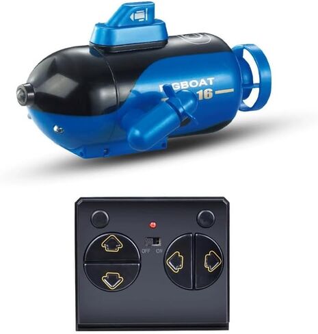 لعبة غواصة بجهاز تحكم عن بعد، غواصة عسكرية RC مع ضوء LED، كابل شحن USB، 7.9 × 5.1 × 5 بوصات (أزرق) in Kuwait