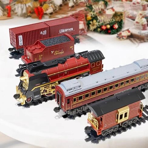 مجموعة قطار عيد الميلاد الكهربائية RC مع جهاز تحكم عن بعد، دخان واقعي، أضواء وأصوات، نموذج قاطرة بخارية مع مسار طويل وعربات، مجموعة قاطرة كهربائية، مجموعة ألعاب السكك الحديدية للمراهقين والبالغين in Kuwait