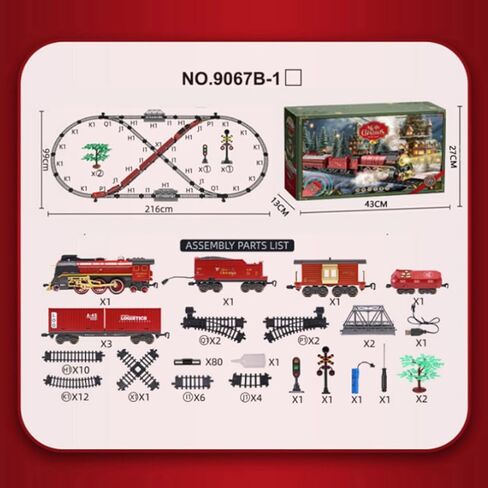 مجموعة قطار عيد الميلاد الكهربائية RC مع جهاز تحكم عن بعد، دخان واقعي، أضواء وأصوات، نموذج قاطرة بخارية مع مسار طويل وعربات، مجموعة قاطرة كهربائية، مجموعة ألعاب السكك الحديدية للمراهقين والبالغين in Kuwait