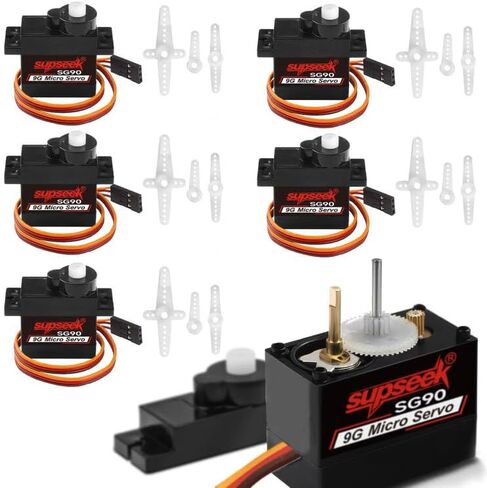 SG90 9g Micro Servo Motor, Metal Motor Gear & Shaft, 1.9kg·cm 0.08s/60° Mini Servos for Arduino, RC Airplane, Robot Arm, Car, Boat DIY Projects (4 Pcs) in Saudi Arabia