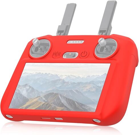 لجهاز التحكم عن بعد DJI Mini 4 Pro/Air 3/DJI RC 2 مع حافظة حماية من السيليكون (أحمر) in Saudi Arabia