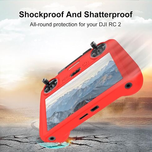 لجهاز التحكم عن بعد DJI Mini 4 Pro/Air 3/DJI RC 2 مع حافظة حماية من السيليكون (أحمر) in Saudi Arabia