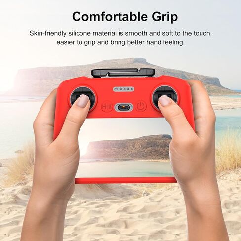 لجهاز التحكم عن بعد DJI Mini 4 Pro/Air 3/DJI RC 2 مع حافظة حماية من السيليكون (أحمر) in Saudi Arabia