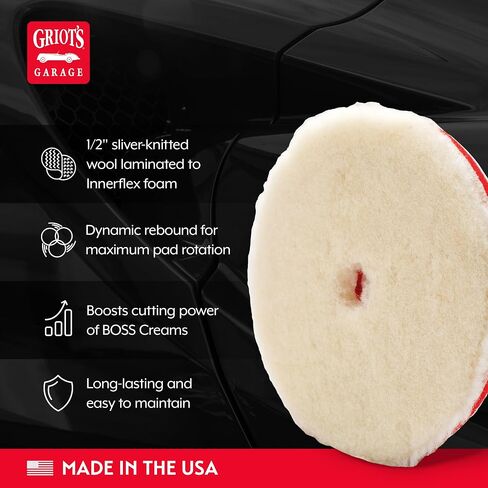 Griot's Garage BOSS Knitted Wool Pads for Car Detailing, Polishing and Paint Correction, Buffing Pads Compatible with BOSS Creams, 3", Set of 3 in Saudi Arabia