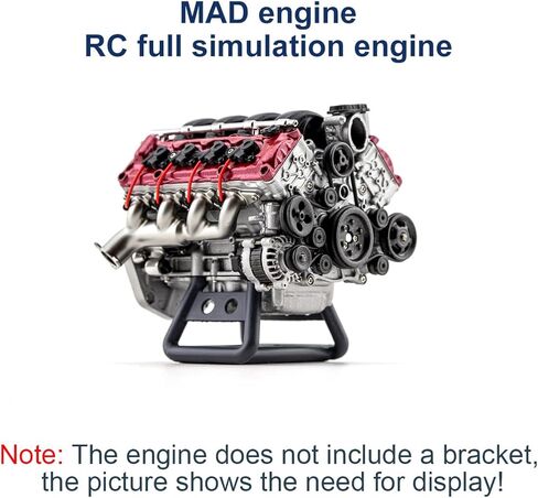 مجموعات محرك V8 صغيرة تعمل، محرك ديناميكي لمحاكاة الراتنج بطباعة ثلاثية الأبعاد MAD RC لسيارات AX90104 SCX10Ⅱ Capra VS4-10 Pro/Ultra RC، محرك V8 للتجميع DIY - إصدار المجموعة in Kuwait