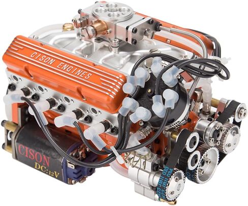 مجموعة نماذج محرك V8 صغيرة تعمل، محرك احتراق داخلي OHV 4-Stroke V8 مبرد بالماء بمقياس 1/6، قم ببناء محرك V8 الخاص بك الذي يعمل in Saudi Arabia