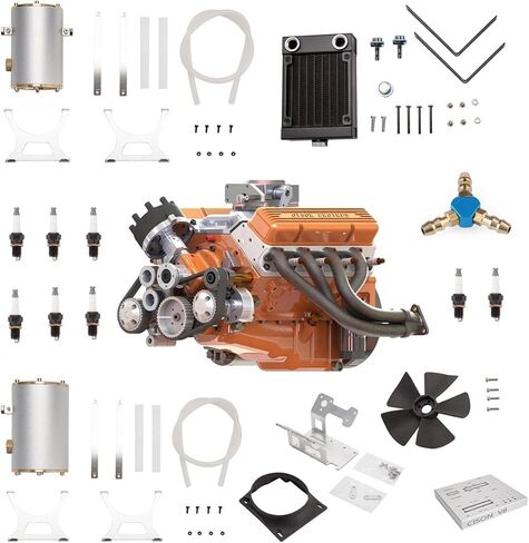مجموعة نماذج محرك V8 صغيرة تعمل، محرك احتراق داخلي OHV 4-Stroke V8 مبرد بالماء بمقياس 1/6، قم ببناء محرك V8 الخاص بك الذي يعمل in Saudi Arabia