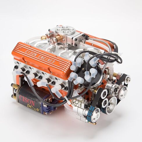 مجموعة نماذج محرك V8 صغيرة تعمل، محرك احتراق داخلي OHV 4-Stroke V8 مبرد بالماء بمقياس 1/6، قم ببناء محرك V8 الخاص بك الذي يعمل in Saudi Arabia