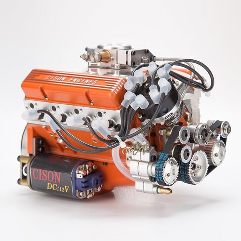 مجموعة نماذج محرك V8 صغيرة تعمل، محرك احتراق داخلي OHV 4-Stroke V8 مبرد بالماء بمقياس 1/6، قم ببناء محرك V8 الخاص بك الذي يعمل in Saudi Arabia