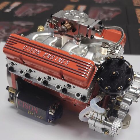 مجموعة نماذج محرك V8 صغيرة تعمل، محرك احتراق داخلي OHV 4-Stroke V8 مبرد بالماء بمقياس 1/6، قم ببناء محرك V8 الخاص بك الذي يعمل in Saudi Arabia