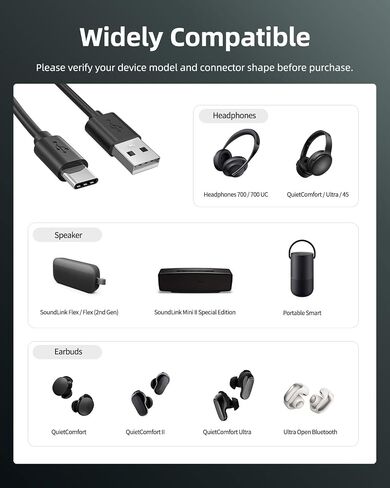Charger Cord Cable Fit for Bose SoundLink Color Color 2 II Mini 2 II Revolve Revolve Plus Micro Bluetooth Speaker SoundSport QuietComfort 35 35 II 20 Headphones Power Adapter Supply 5 Ft in Kuwait